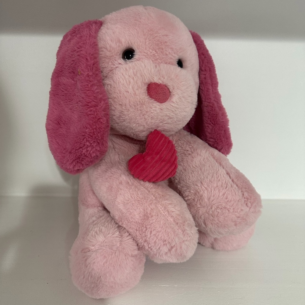 Adorable Pink Plush Dog with Heart‎